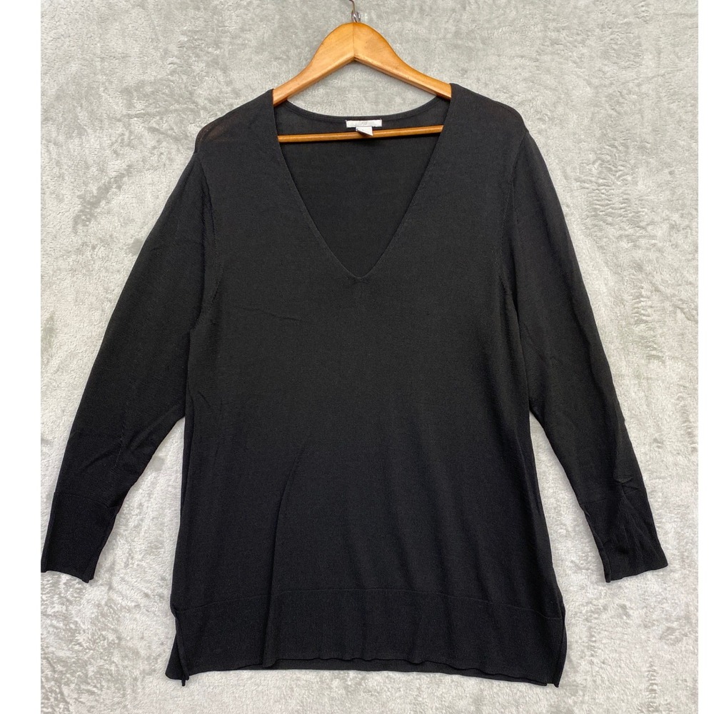 Preppy Dainty Whimsigoth V-Neck Sweater H&M Thin Viscose Blend Black Womens XL
